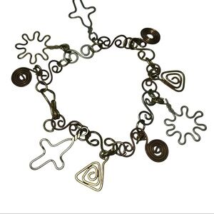 Vintage Artistic Metal Spiral Gold Silver Copper Charm Bracelet